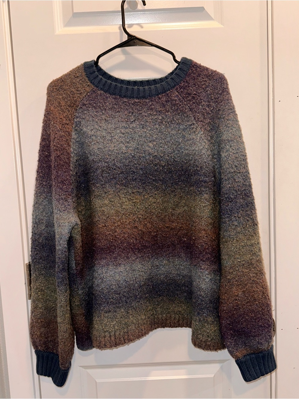 Eddie Bauer Women’s XL Wool Blend Ombré Striped Fuzzy Crewneck Sweater